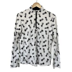 SanSoleil SolCool Golf Zip Mock Top Size L Pineapple UPF 50 Women's